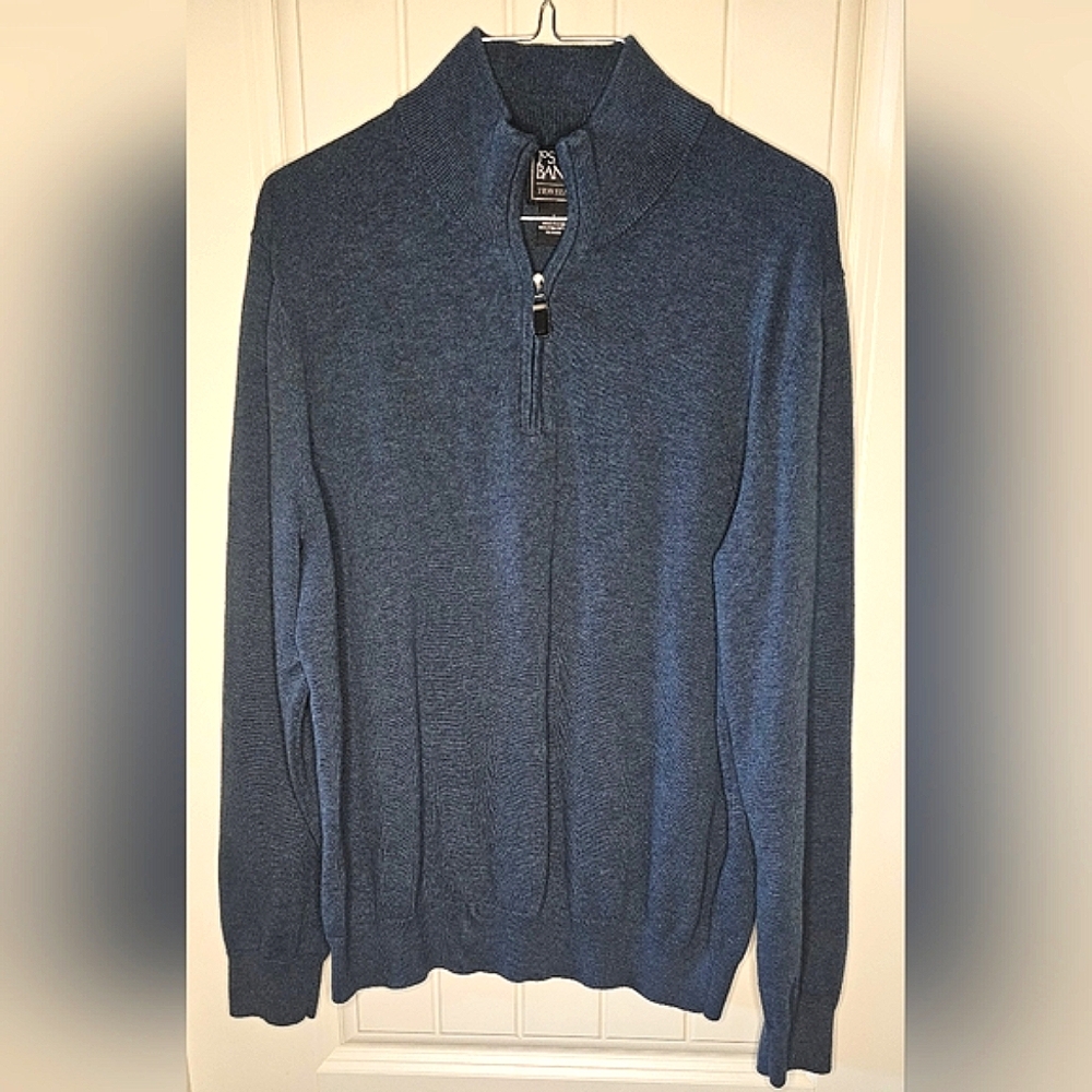 [JOS. A. BANK] Blue Collared Sweater w/ neck zipper 《L》